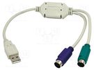 Adapter; USB 1.1; PS/2 socket x2,USB A plug; white LOGILINK