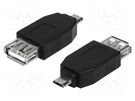 Adapter; USB 2.0; USB A socket,USB B micro plug; black LOGILINK