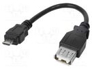 Adapter; USB 2.0; USB A socket,USB B micro plug; 80mm; black LOGILINK