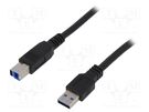 Cable; USB 3.0; USB A plug,USB B plug; nickel plated; 1m; black LOGILINK