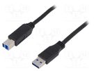 Cable; USB 3.0; USB A plug,USB B plug; nickel plated; 2m; black LOGILINK