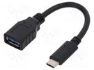 Cable; OTG,USB 3.2; USB A socket,USB C plug; 150mm; black; 15W; 3A LOGILINK