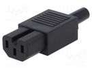 Connector: AC supply; plug; female; 10A; 250VAC; IEC 60320; C15 