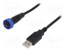 Adapter cable; USB A plug,USB B mini plug (sealed); 3m; IP68 BULGIN