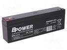 Re-battery: acid-lead; 12V; 2.3Ah; AGM; maintenance-free; 1.05kg BPOWER