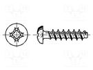 Screw; for plastic; 4x8; Head: button; Phillips; PH2; steel; zinc BOSSARD