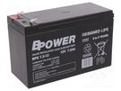 Re-battery: acid-lead; 12V; 7.2Ah; AGM; maintenance-free; 2.25kg BPOWER
