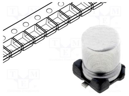 Capacitor: electrolytic; SMD; 100uF; 25VDC; Ø8x6mm; ±20%; 2000h SAMWHA CE100/25-SMD