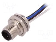 Connector: M12; socket; PIN: 4; male; 250V; straight; IP67; soldering TE Connectivity
