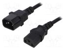 Cable; 3x1mm2; IEC C13 female,IEC C14 male; 3m; black; 10A; 250V QOLTEC