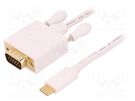 Adapter; USB 3.1; D-Sub 15pin HD plug,USB C plug; 1m; white QOLTEC