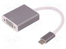 Adapter; USB 3.1; D-Sub 15pin HD socket,USB C plug; 0.19m; white QOLTEC