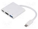 Adapter; Power Delivery (PD),USB 3.0,USB 3.1; 0.2m; white; white QOLTEC