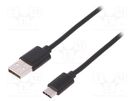 Cable; USB 2.0; USB A plug,USB C plug; nickel plated; 1.8m; black DIGITUS