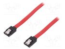 Cable: SATA; SATA plug,both sides; 500mm; red; Core: Cu; 26AWG DIGITUS