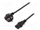 Cable; CEE 7/7 (E/F) plug angled,IEC C13 female; 750mm; black DIGITUS