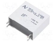 Capacitor: polypropylene; 0.22uF; Uoper: 1.2kVDC; 630VAC; THT; C4AS KEMET