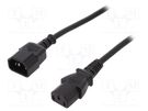 Cable; IEC C13 female,IEC C14 male; 1.8m; black; 10A; 250V DIGITUS