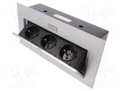 Plug socket strip: furniture; IP20; 16A; 2500W; silver; 223x108mm ORNO