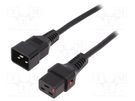 Cable; IEC C19 female,IEC C20 male; PVC; 2m; black; 16A; 250V IEC LOCK