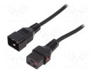 Cable; IEC C19 female,IEC C20 male; PVC; 3m; black; 16A; 250V IEC LOCK
