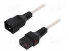 Cable; IEC C19 female,IEC C20 male; PVC; 2m; white; 16A; 250V IEC LOCK