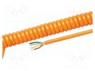 Wire: coiled; H05BQ-F; 5G0.75mm2; unshielded; PUR; orange; 0.3m HELUKABEL