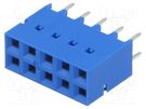 Socket; PCB to PCB; female; Dubox®; 2.54mm; PIN: 10; THT; 2A; blue Amphenol Communications Solutions