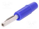 Plug; 4mm banana; 10A; 60VDC; blue; non-insulated; for cable; 10mΩ DELTRON