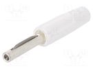Plug; 4mm banana; 10A; 60VDC; white; non-insulated; for cable; 10mΩ DELTRON