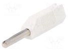 Plug; 4mm banana; 16A; 50VDC; white; for cable; 2.5mm2; screw DELTRON