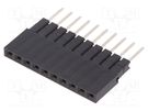 Socket; pin strips; female; PIN: 10; straight; 2.54mm; THT; 1x10 CONNFLY