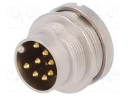 Connector: M16; socket; male; PIN: 8; 5A; 60V; soldering; straight LUMBERG