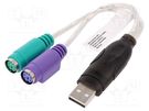 Adapter USB-PS2; PS/2 socket x2,USB A plug; USB 1.1 DIGITUS
