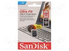 Pendrive; USB 3.2; 256GB; R: 130MB/s; USB A; ULTRA FIT SANDISK