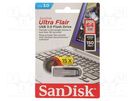 Pendrive; USB 3.0; 64GB; R: 150MB/s; ULTRA FLAIR; black; USB A SANDISK