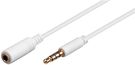Headphone and Audio AUX Extension Cable, 4-pin 3.5 mm Slim, CU, 1 m, white - 3.5 mm male (4-pin, stereo) > 3.5 mm female jack (4-pin, stereo)