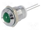 Indicator: LED; prominent; green; Ø12mm; for PCB; brass; ØLED: 8mm MENTOR