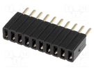 Socket; pin strips; female; PIN: 10; straight; 1.27mm; THT; 1x10 CONNFLY