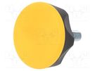 Knob; Ø: 45mm; Ext.thread: M10; 20mm; technopolymer PA; Cap: yellow ELESA+GANTER