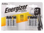 Battery: alkaline; AAA; 1.5V; non-rechargeable; 8pcs. ENERGIZER