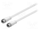 Cable; 75Ω; 1m; F plug,both sides; PVC; A+ shielding class; white Goobay