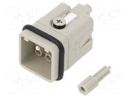 Connector: HDC; male; HQ; PIN: 8; 10A; 400V; 7+PE; size 1; crimped TE Connectivity