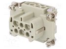Connector: HDC; contact insert; female; HE; PIN: 6; 6+PE; size 3; 16A TE Connectivity