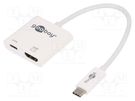 Adapter; HDMI 2.0,Power Delivery (PD),USB 3.0; 0.15m; white Goobay
