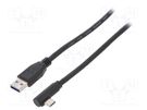Cable; USB 3.0; USB A plug,USB C angled plug; 0.5m; black; 5Gbps Goobay