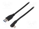 Cable; USB 3.0; USB A plug,USB C angled plug; 3m; black; Core: Cu Goobay