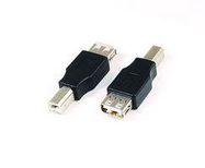USB A Female to B Male Adapter Black