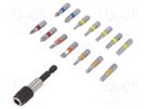 Kit: screwdriver bits; hex key,Phillips,Pozidriv®,slot,Torx® METABO