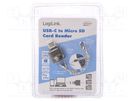 Card reader: memory; USB C plug; OTG,USB 2.0; 480Mbps LOGILINK